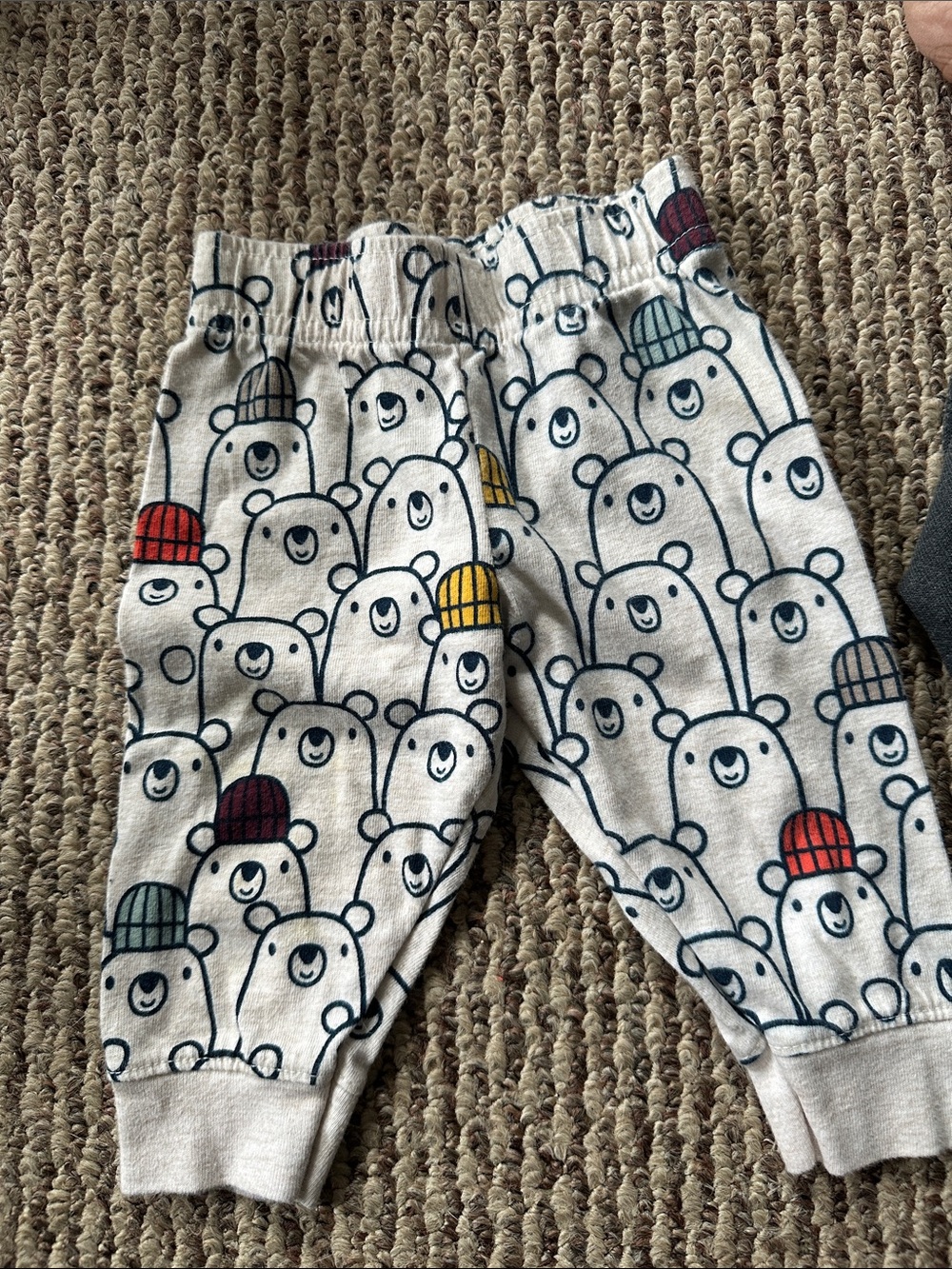 Garanimals Cream Bear Print Joggers with Blue, Red, Yellow, Green Hats